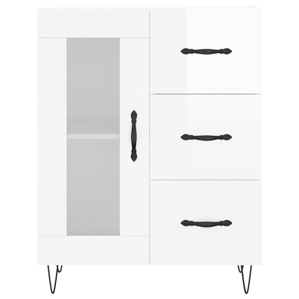 Sideboard High Gloss White 69,5x34x90 cm Engineered Wood