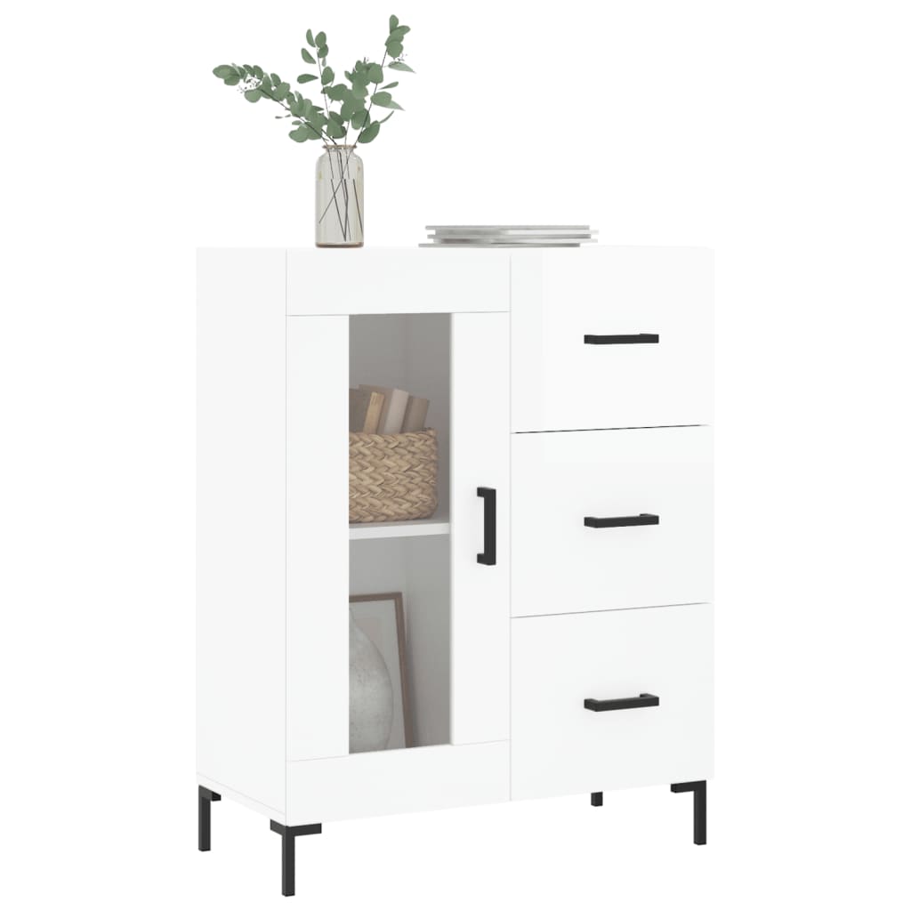 Sideboard High Gloss White 69,5x34x90 cm Engineered Wood