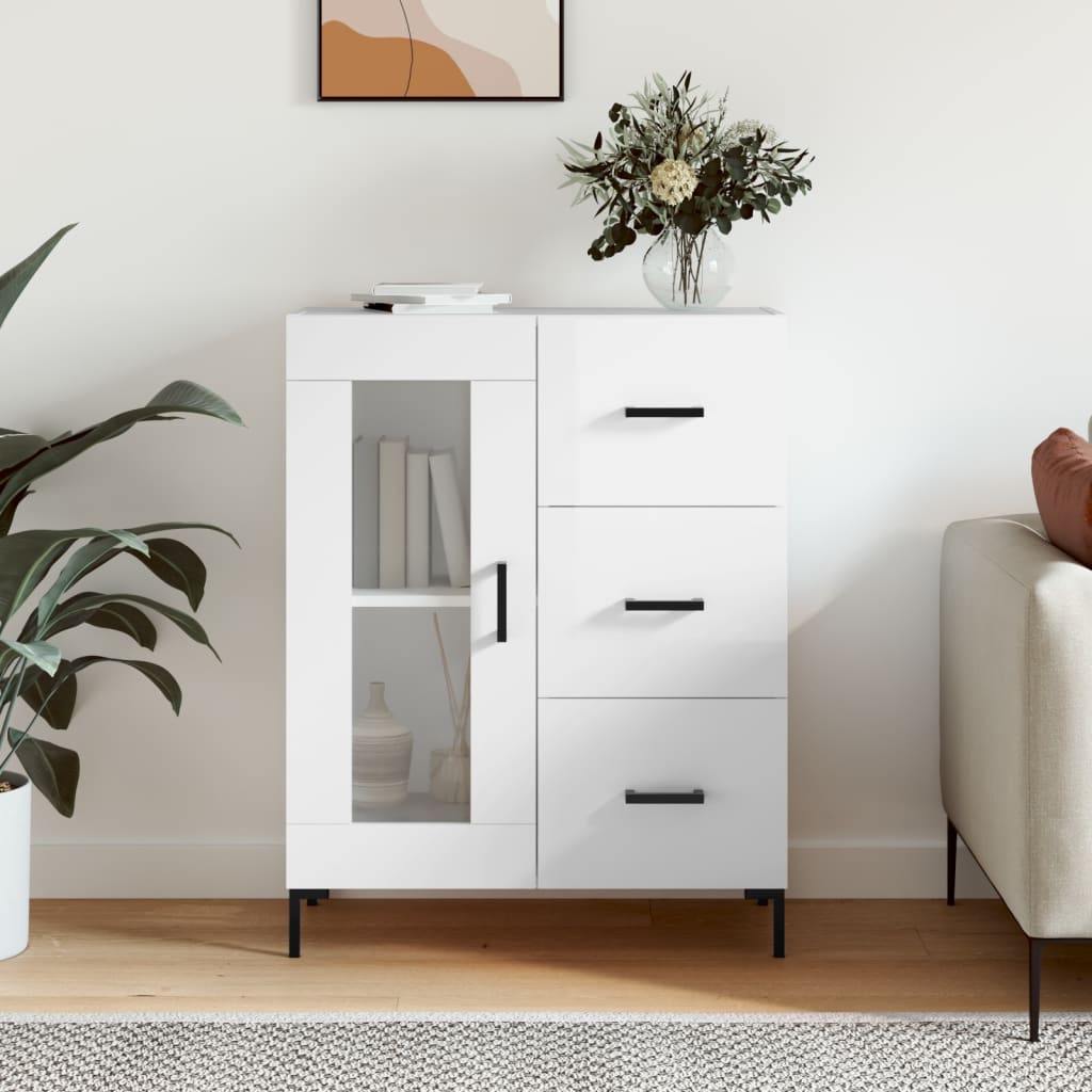 Sideboard High Gloss White 69,5x34x90 cm Engineered Wood