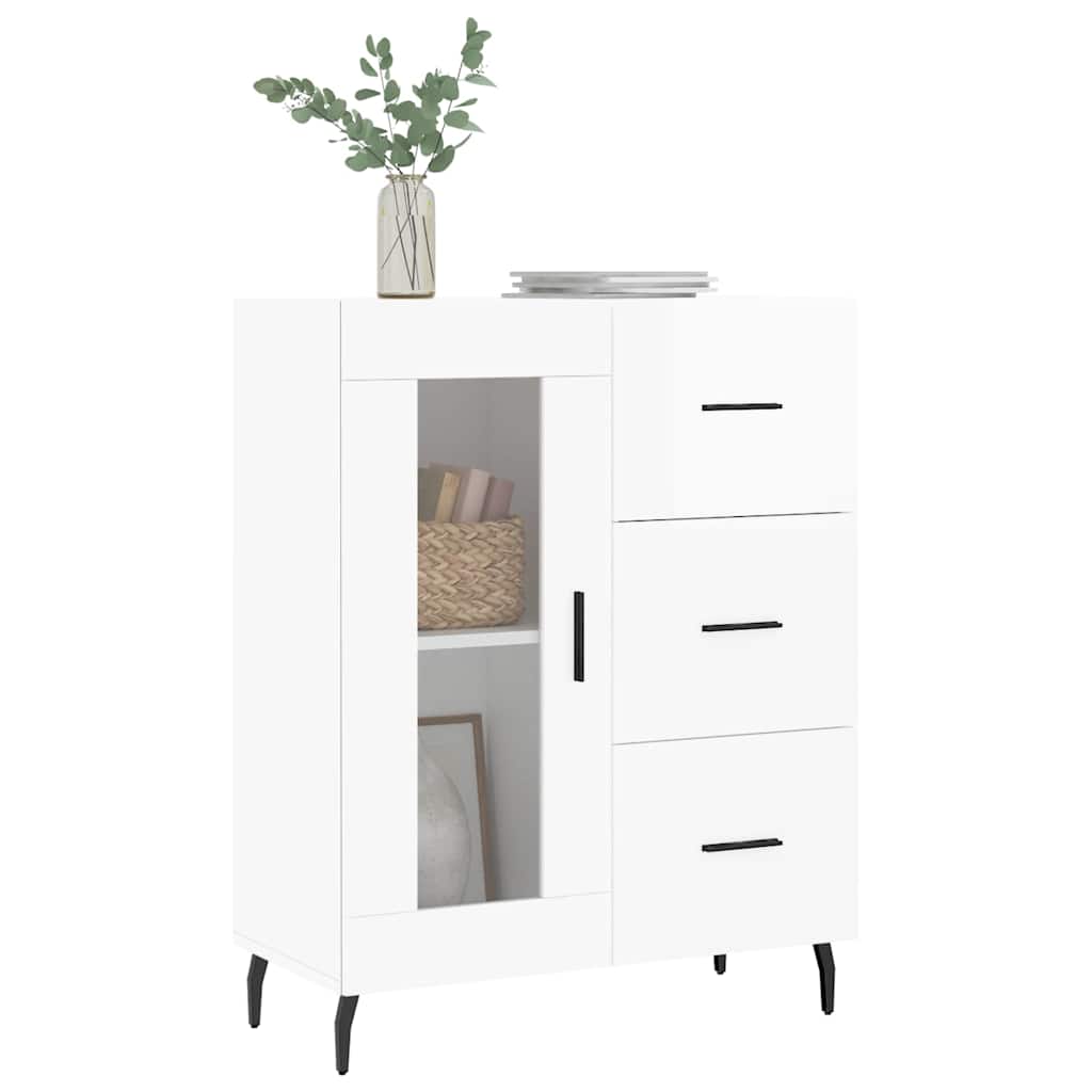 Sideboard High Gloss White 69,5x34x90 cm Engineered Wood