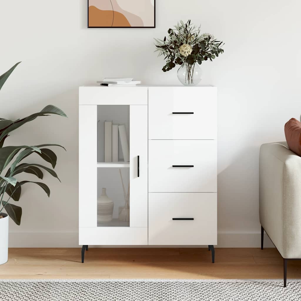 Sideboard High Gloss White 69,5x34x90 cm Engineered Wood