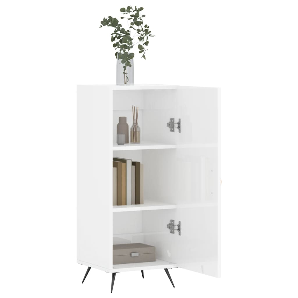 Sideboard High Gloss White 34,5x34x90 cm Engineered Wood