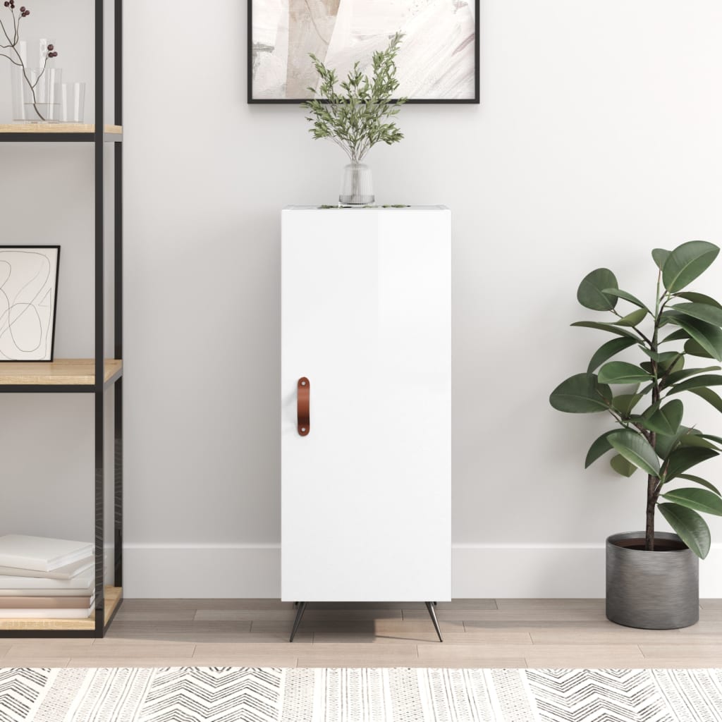 Sideboard High Gloss White 34,5x34x90 cm Engineered Wood