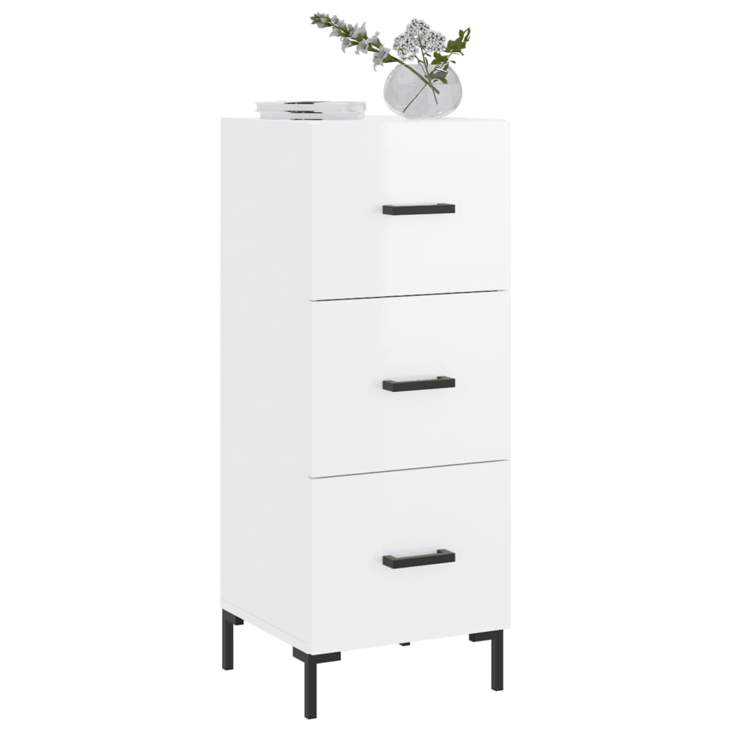 Sideboard High Gloss White 34,5x34x90 cm Engineered Wood