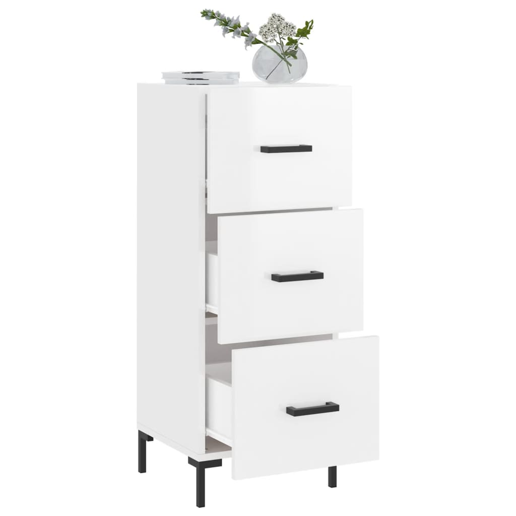Sideboard High Gloss White 34,5x34x90 cm Engineered Wood