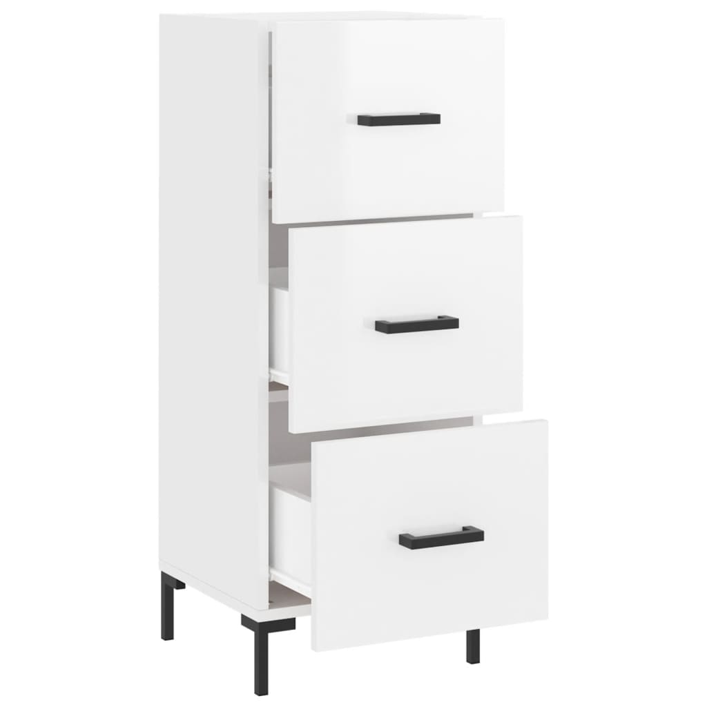 Sideboard High Gloss White 34,5x34x90 cm Engineered Wood