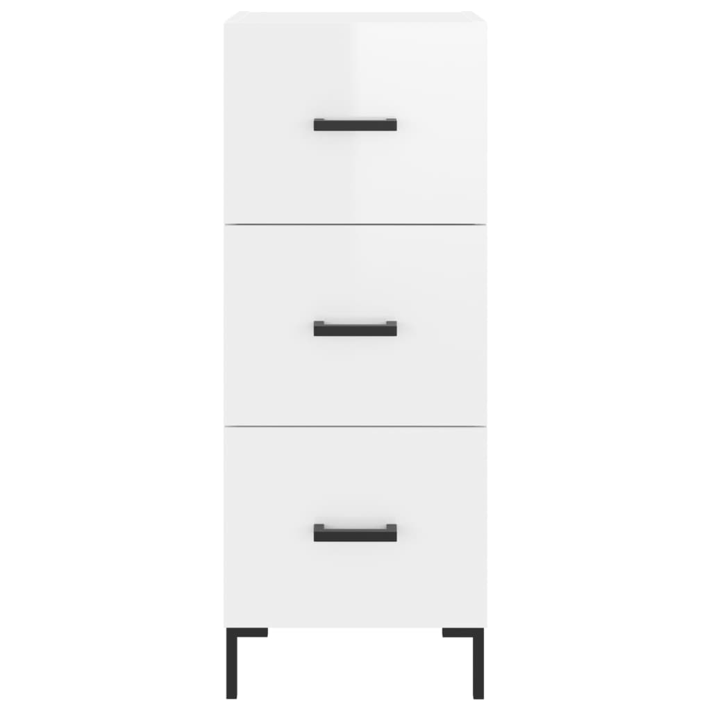 Sideboard High Gloss White 34,5x34x90 cm Engineered Wood