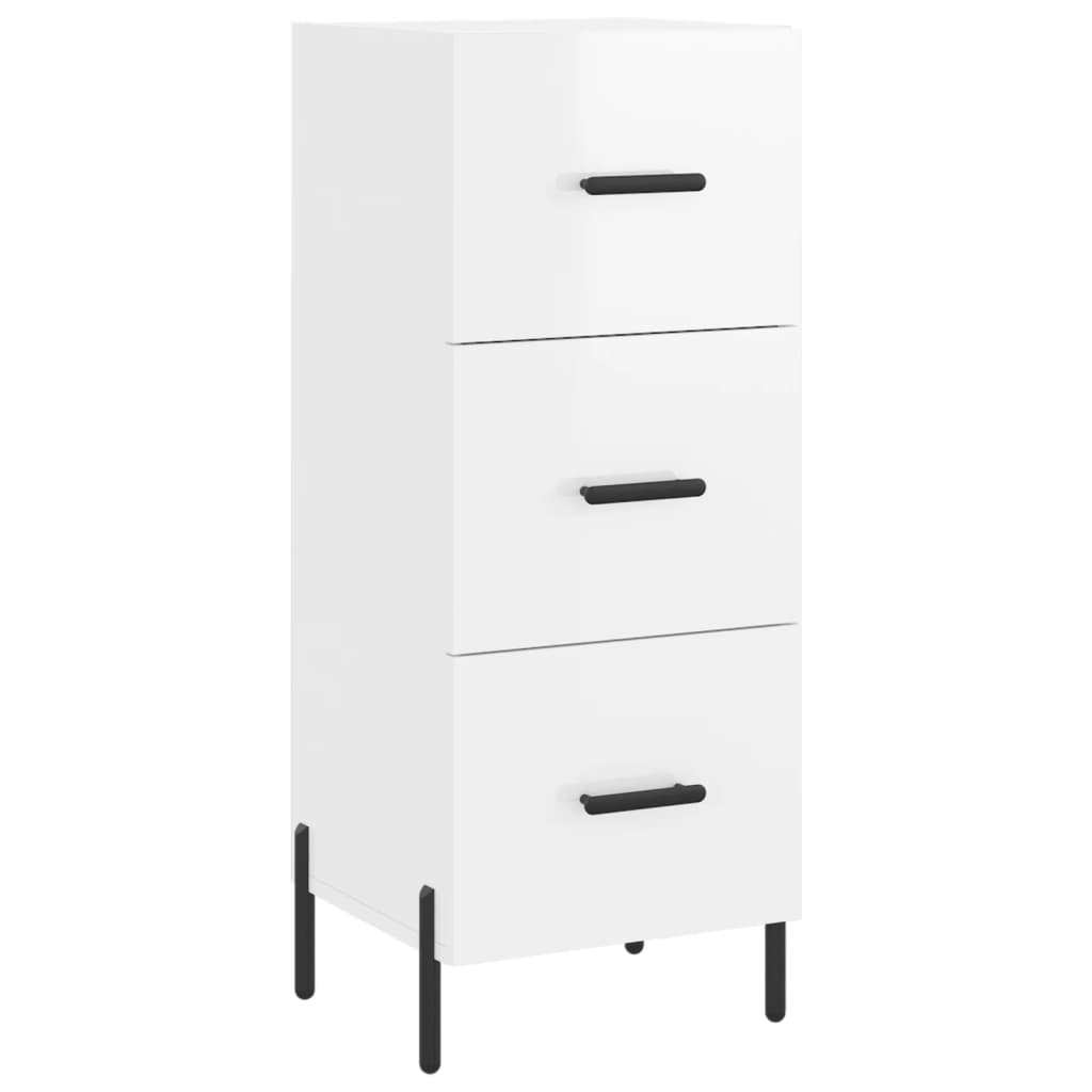 Sideboard High Gloss White 34,5x34x90 cm Engineered Wood