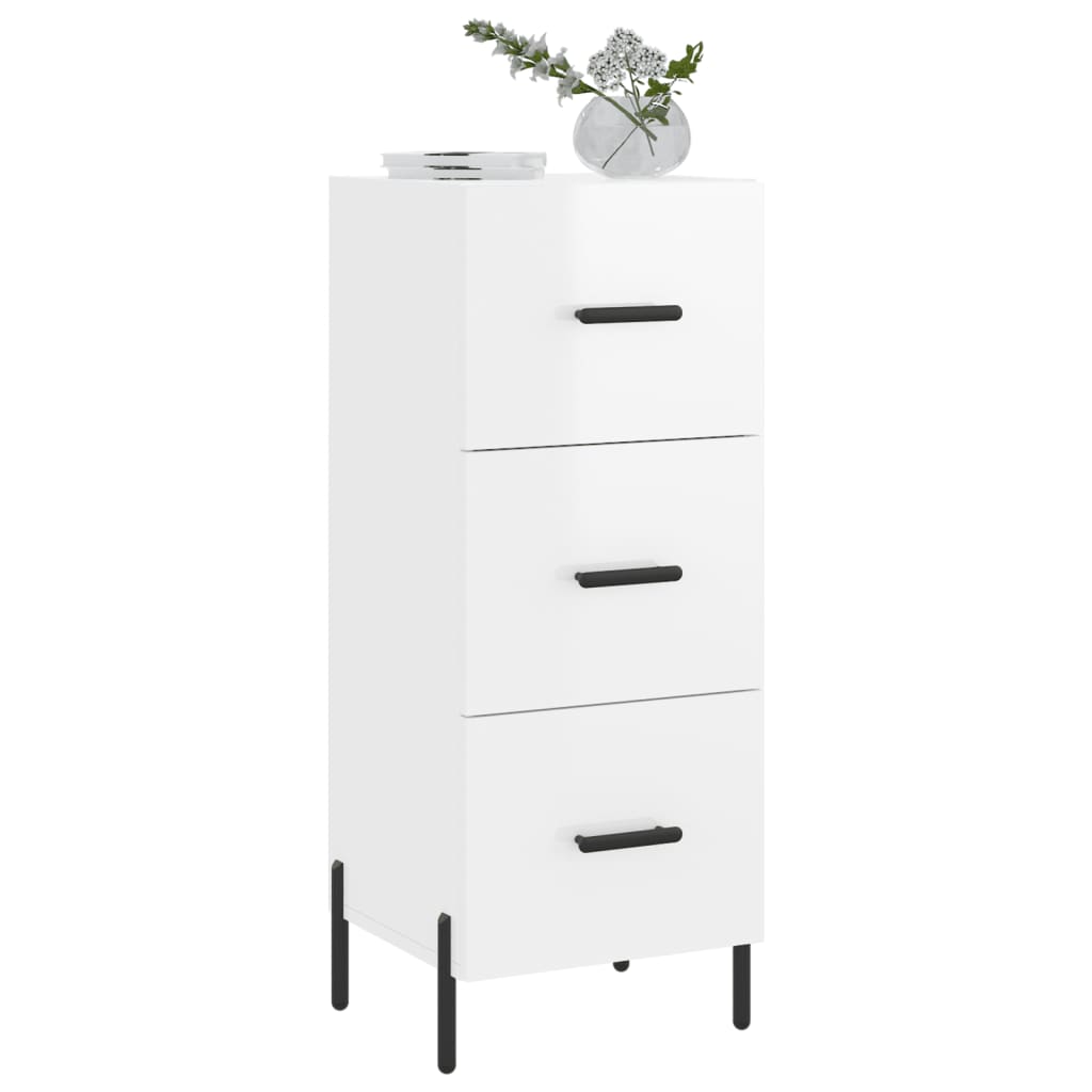 Sideboard High Gloss White 34,5x34x90 cm Engineered Wood