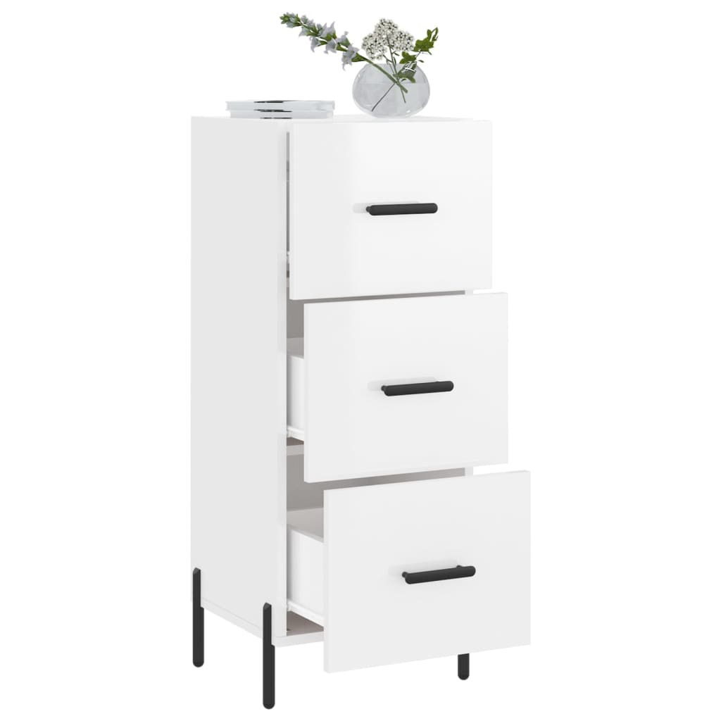 Sideboard High Gloss White 34,5x34x90 cm Engineered Wood