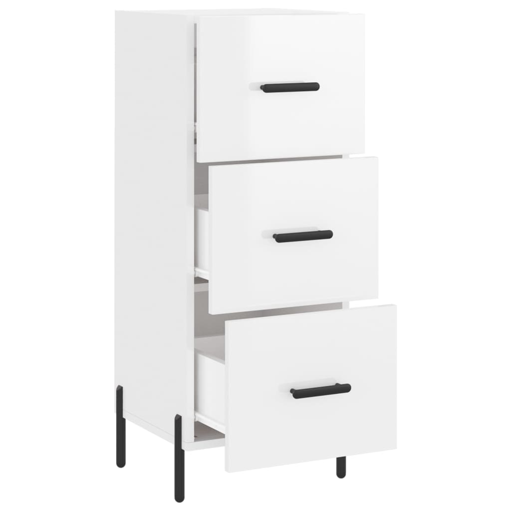 Sideboard High Gloss White 34,5x34x90 cm Engineered Wood