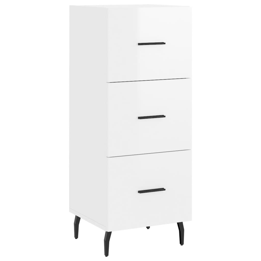 Sideboard High Gloss White 34.5x34x90 cm Engineered Wood