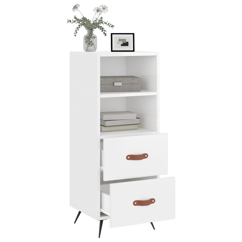 Sideboard High Gloss White 34.5x34x90 cm Engineered Wood
