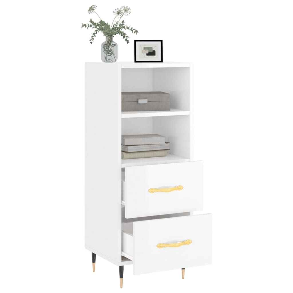 Sideboard High Gloss White 34.5x34x90 cm Engineered Wood