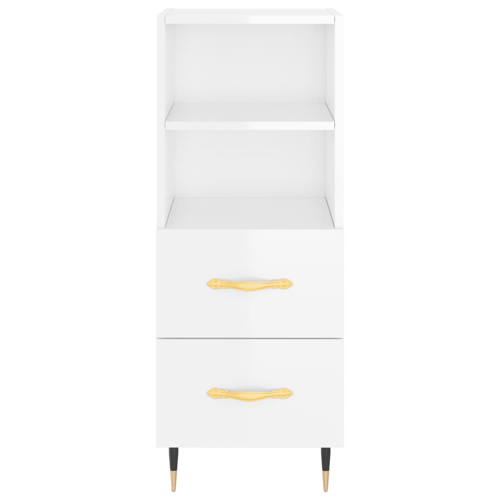 Sideboard High Gloss White 34.5x34x90 cm Engineered Wood