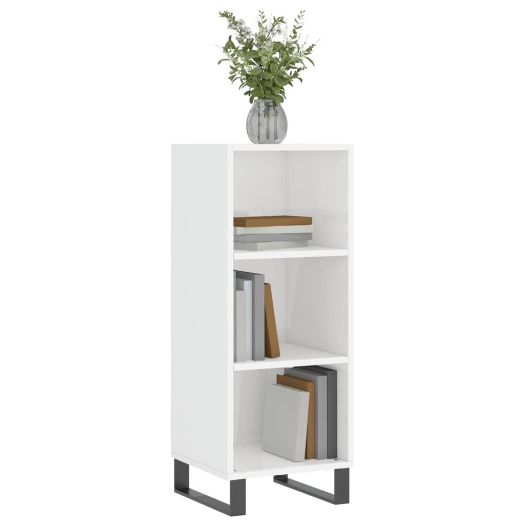 Sideboard High Gloss White 34.5x32.5x90 cm Engineered Wood