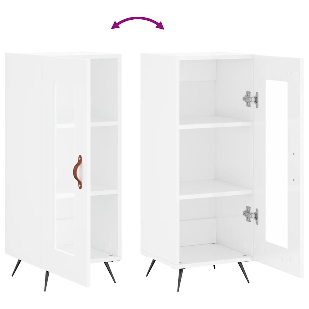 Sideboard High Gloss White 34,5x34x90 cm Engineered Wood