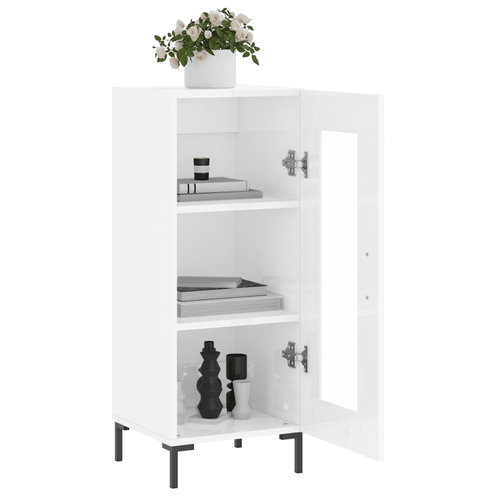 Sideboard High Gloss White 34.5x34x90 cm Engineered Wood