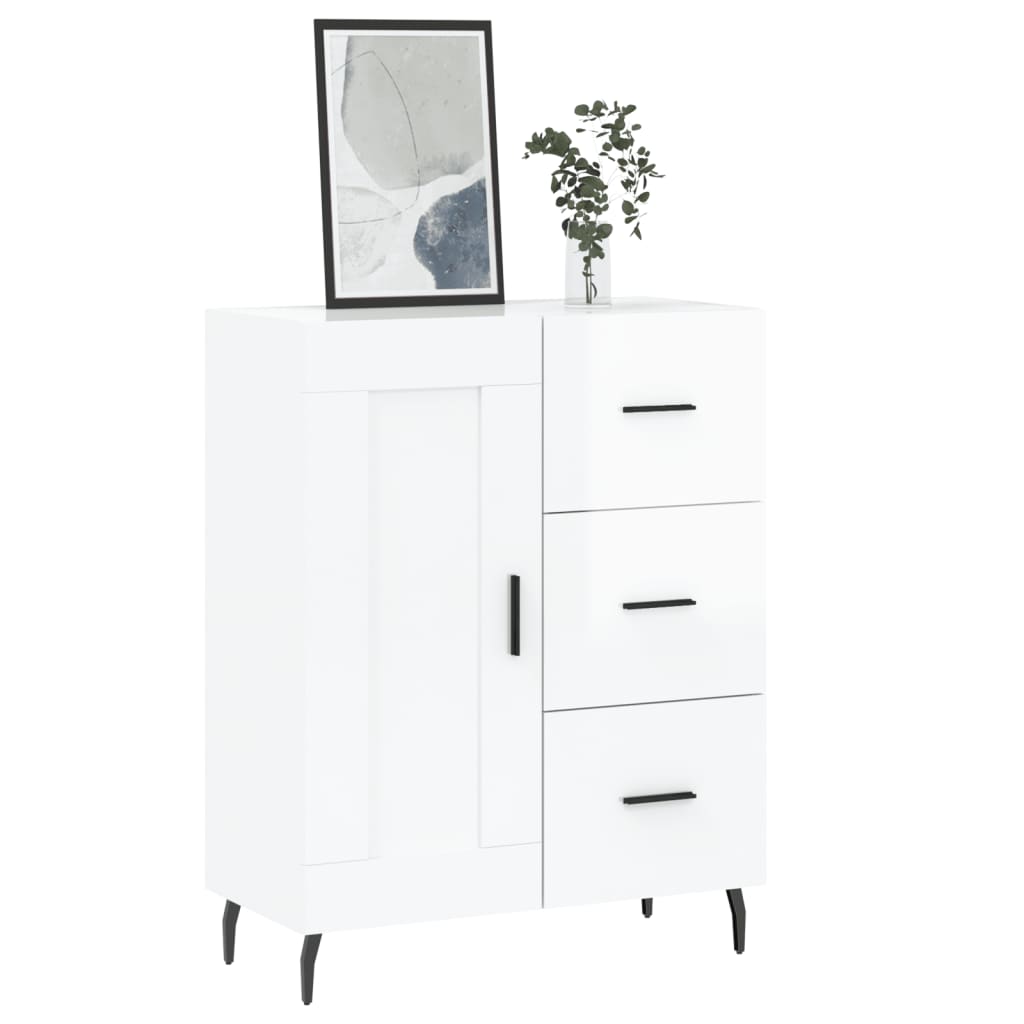 Sideboard High Gloss White 69,5x34x90 cm Engineered Wood
