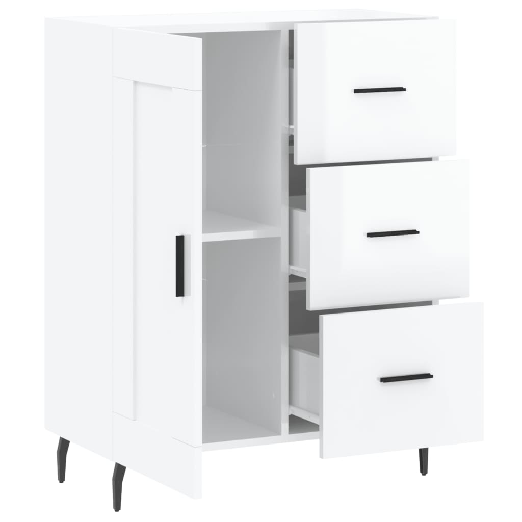 Sideboard High Gloss White 69,5x34x90 cm Engineered Wood