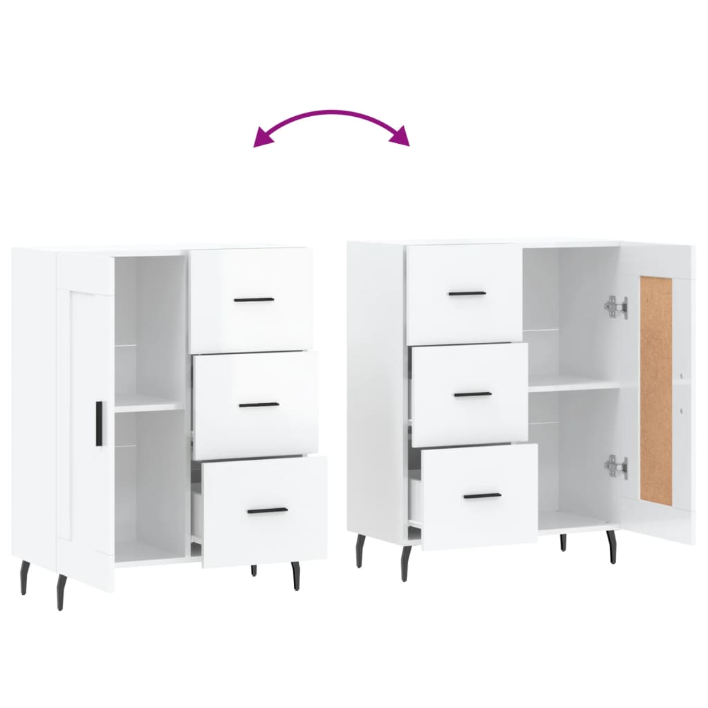 Sideboard High Gloss White 69.5x34x90 cm Engineered Wood