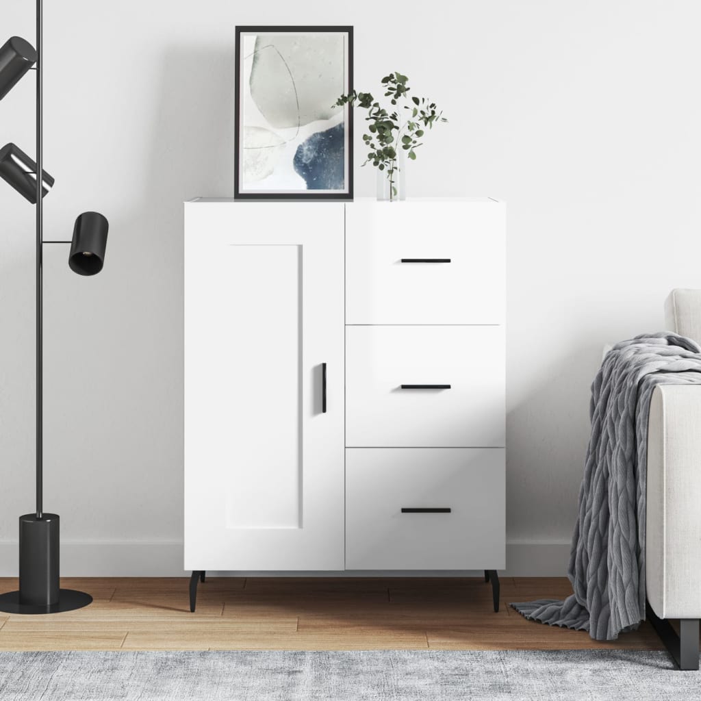 Sideboard High Gloss White 69,5x34x90 cm Engineered Wood
