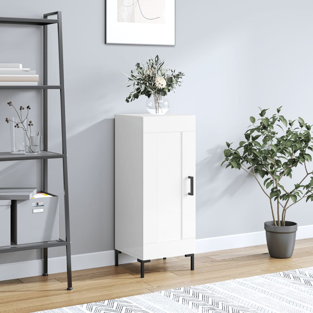 Sideboard High Gloss White 34.5x34x90 cm Engineered Wood
