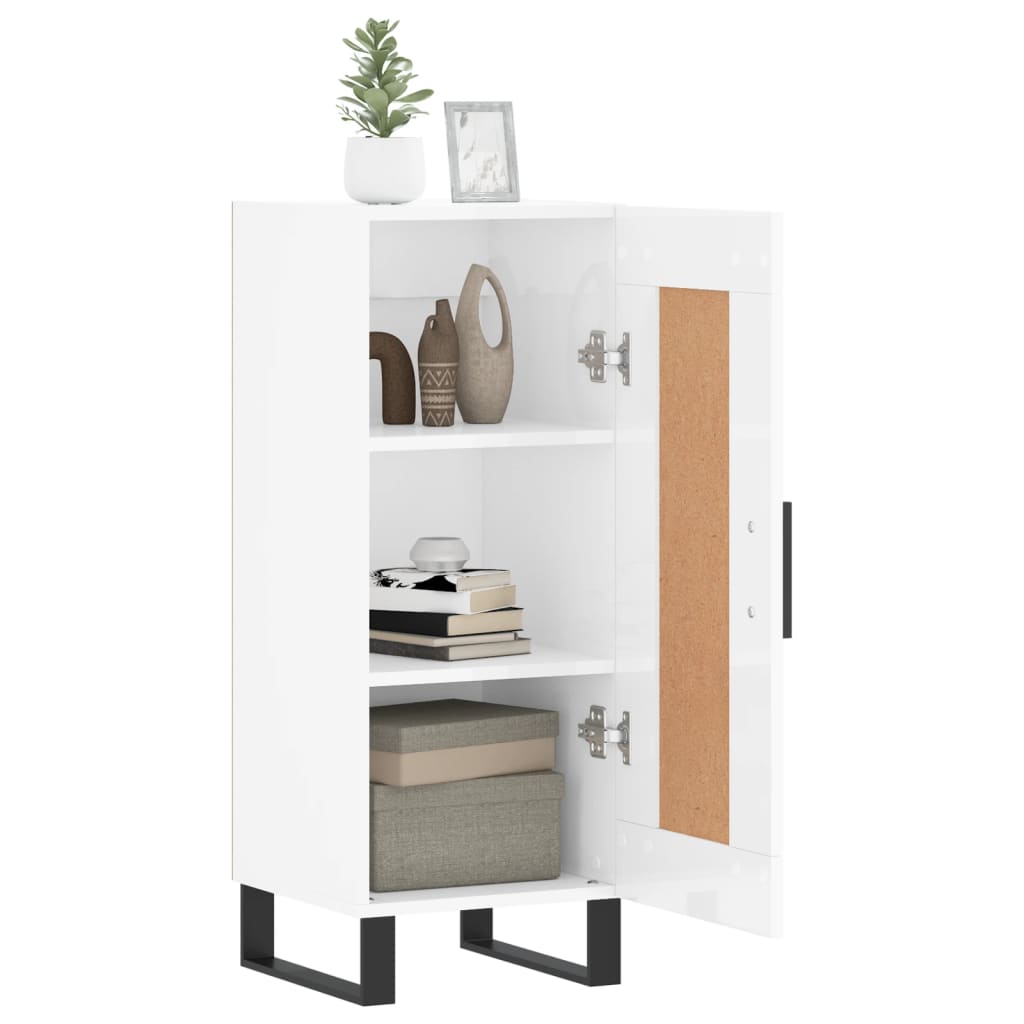 Sideboard High Gloss White 34.5x34x90 cm Engineered Wood