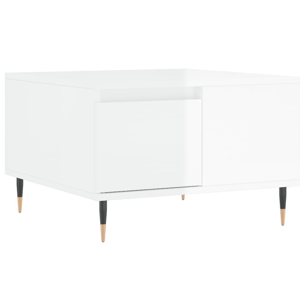 Coffee Table High Gloss White 55x55x36,5 cm Engineered Wood