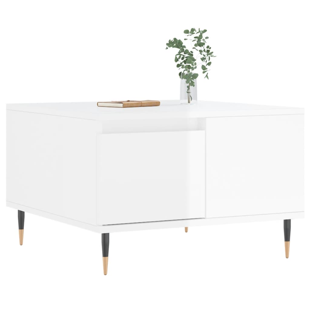 Coffee Table High Gloss White 55x55x36,5 cm Engineered Wood