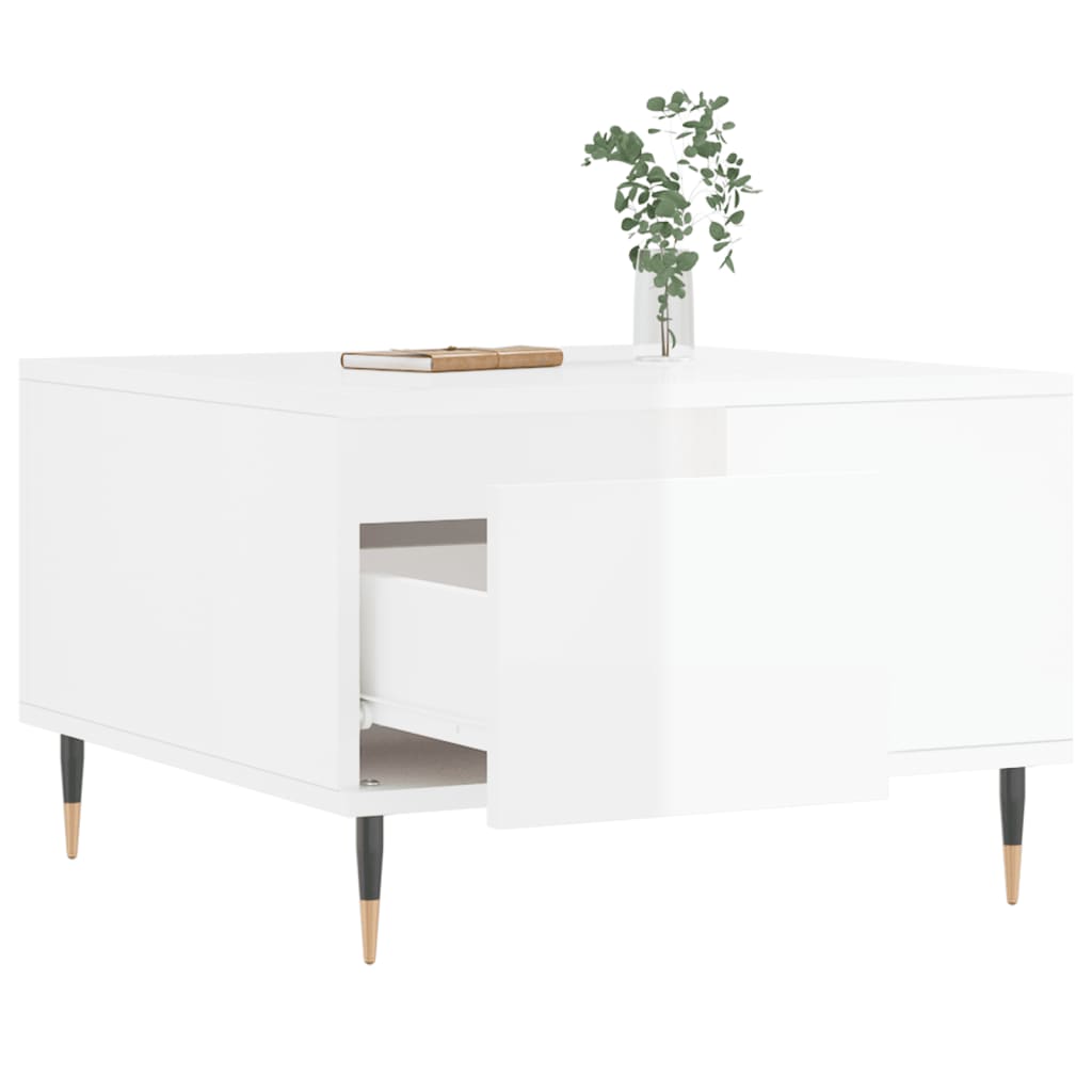 Coffee Table High Gloss White 55x55x36,5 cm Engineered Wood