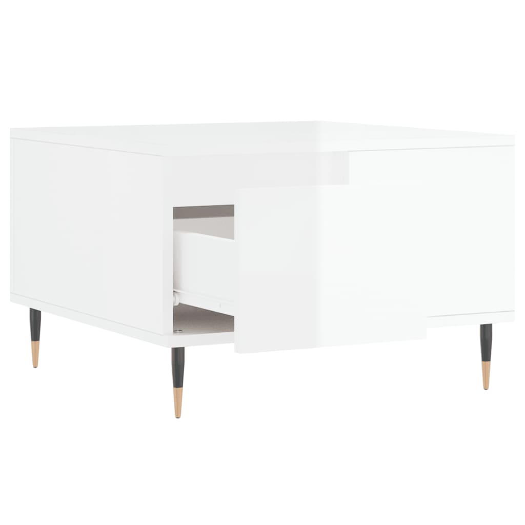 Coffee Table High Gloss White 55x55x36,5 cm Engineered Wood