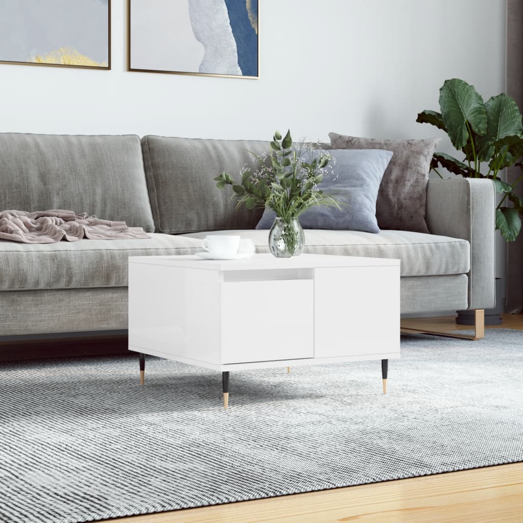 Coffee Table High Gloss White 55x55x36,5 cm Engineered Wood