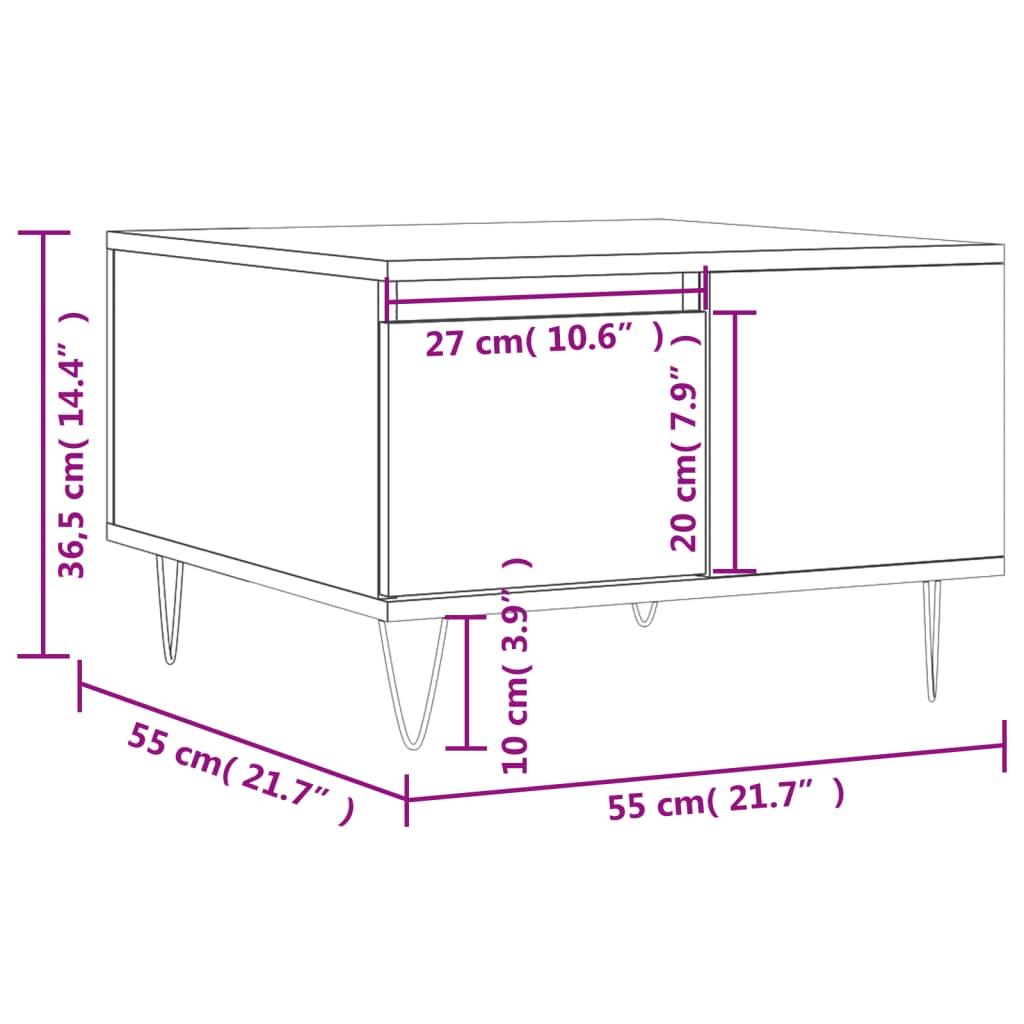 Coffee Table Smoked Oak 55x55x36,5 cm Engineered Wood