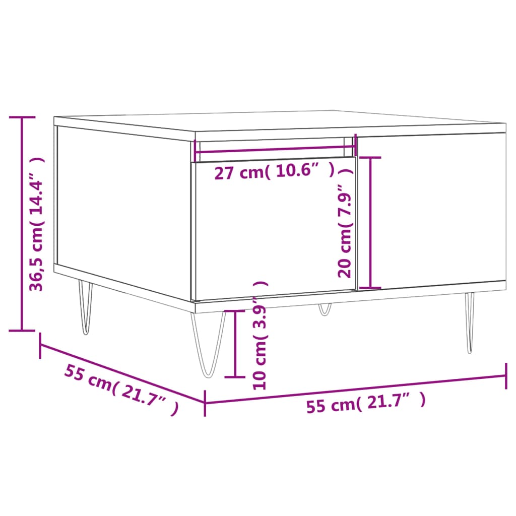 Coffee Table Grey Sonoma 55x55x36,5 cm Engineered Wood