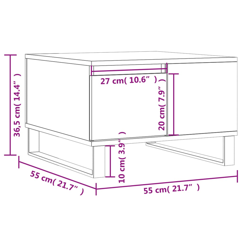 Coffee Table White 55x55x36,5 cm Engineered Wood
