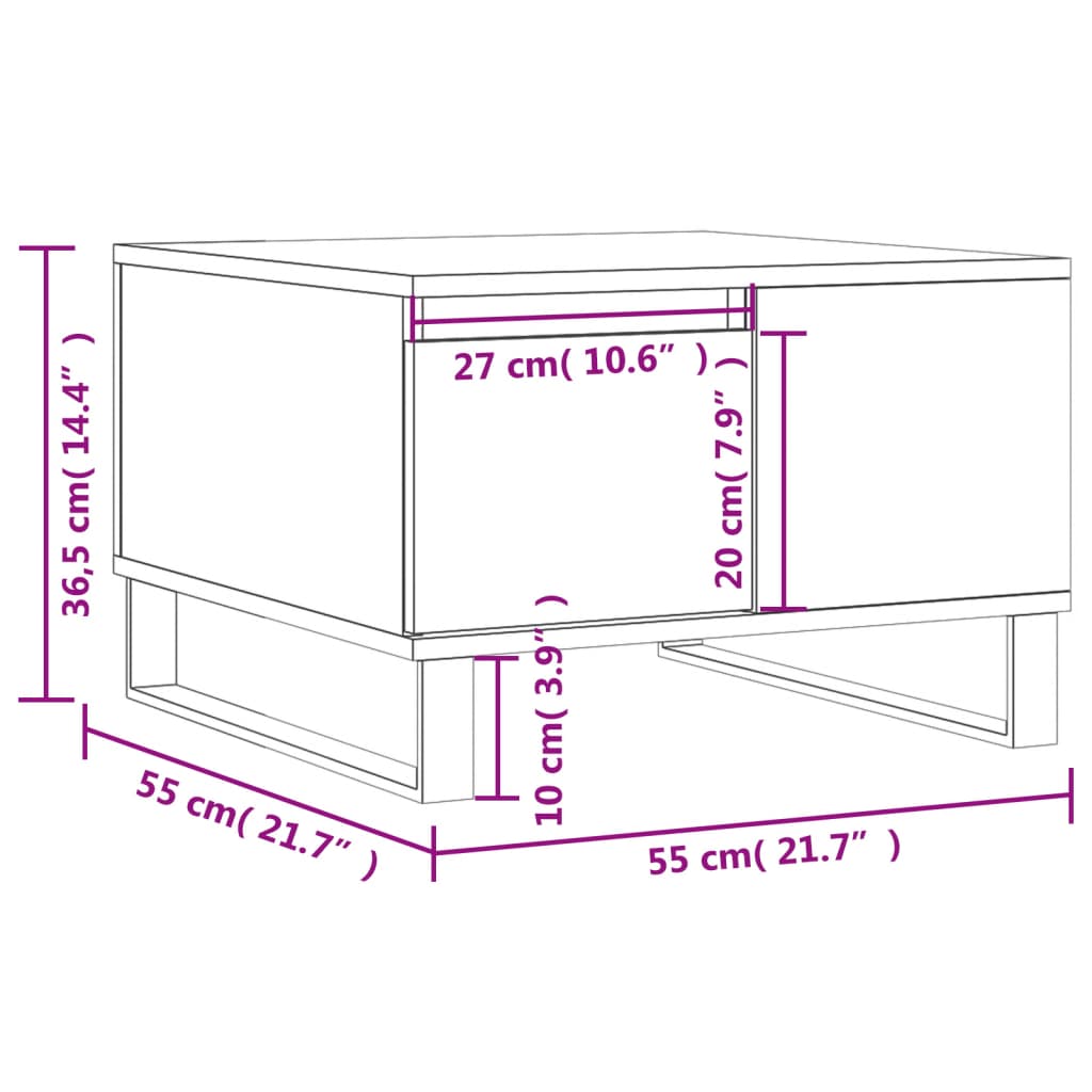 Coffee Table Concrete Grey 55x55x36,5 cm Engineered Wood