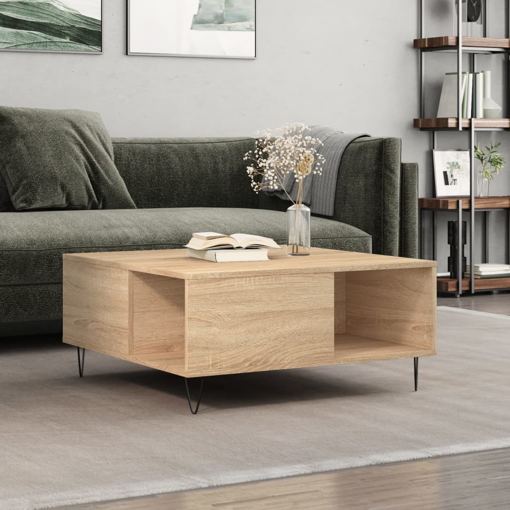 Coffee Table Sonoma Oak 80x80x36,5 cm Engineered Wood