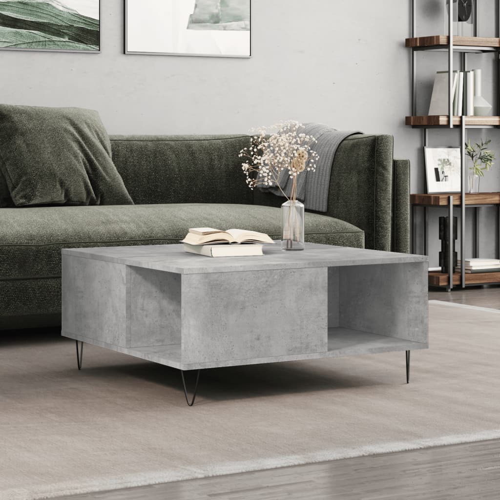 Coffee Table Concrete Grey 80x80x36,5 cm Engineered Wood