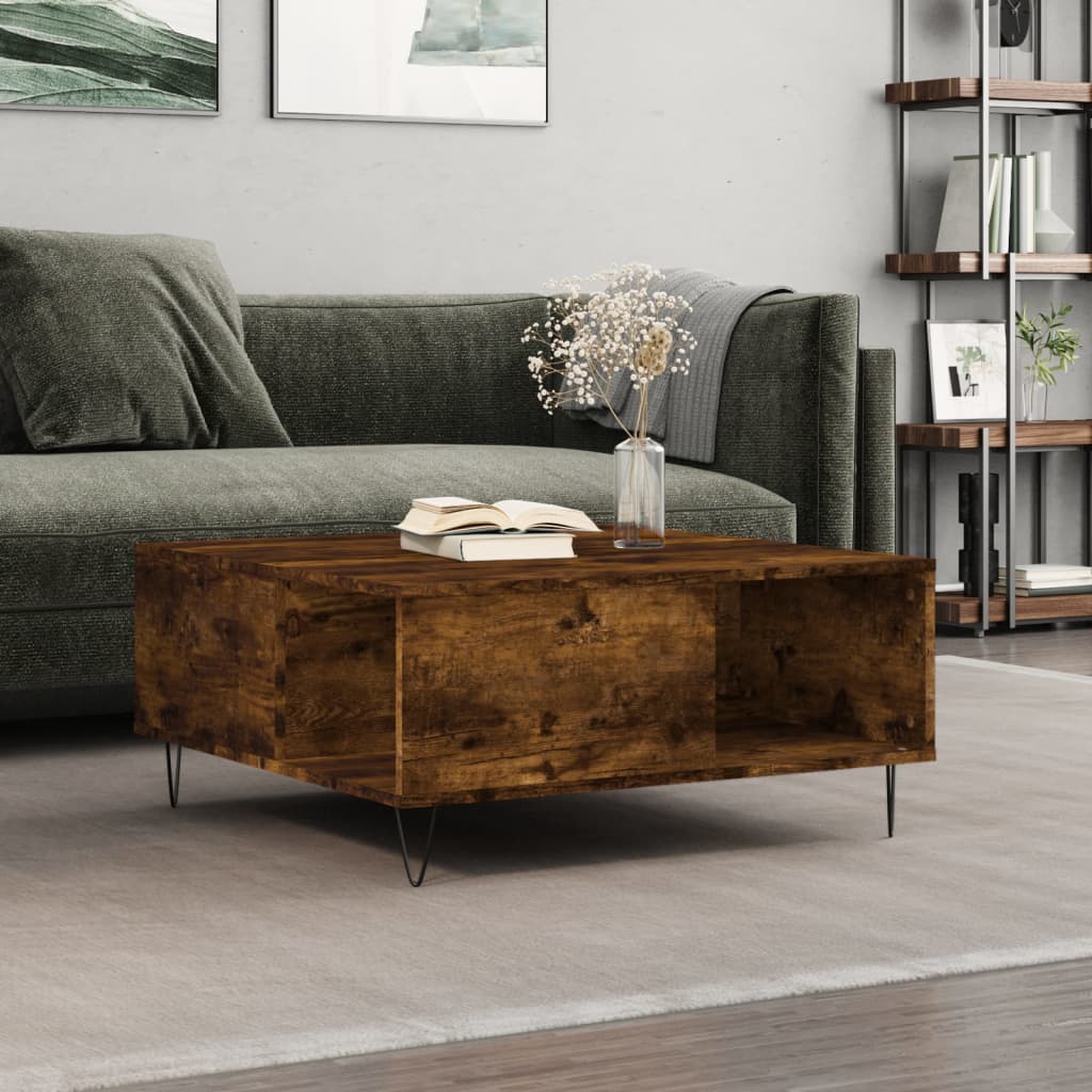 Coffee Table Smoked Oak 80x80x36,5 cm Engineered Wood