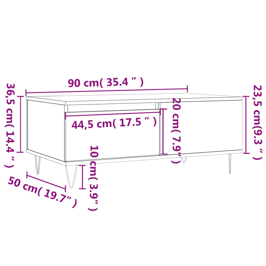 Coffee Table Sonoma Oak 90x50x36,5 cm Engineered Wood