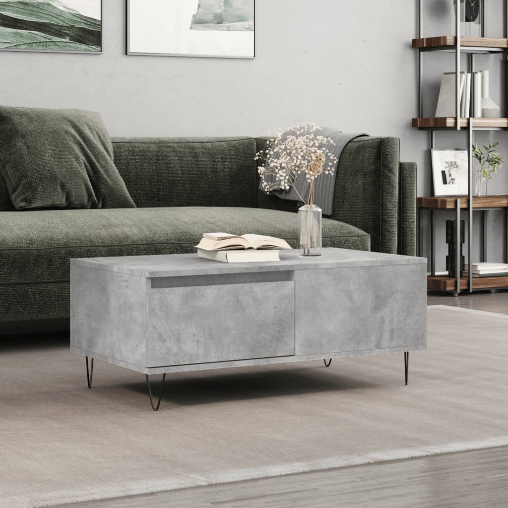 Coffee Table Concrete Grey 90x50x36,5 cm Engineered Wood