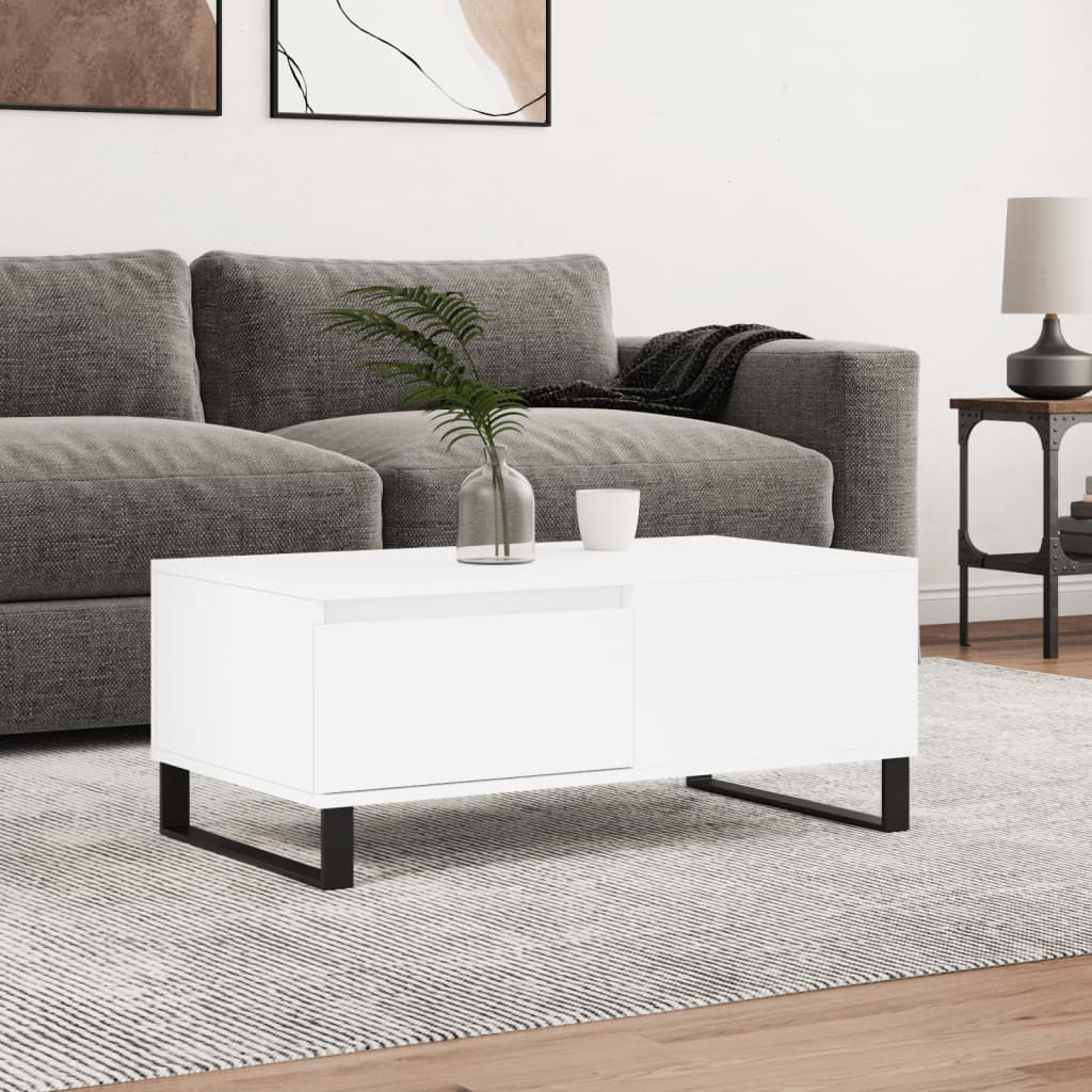 Coffee Table White 90x50x36,5 cm Engineered Wood