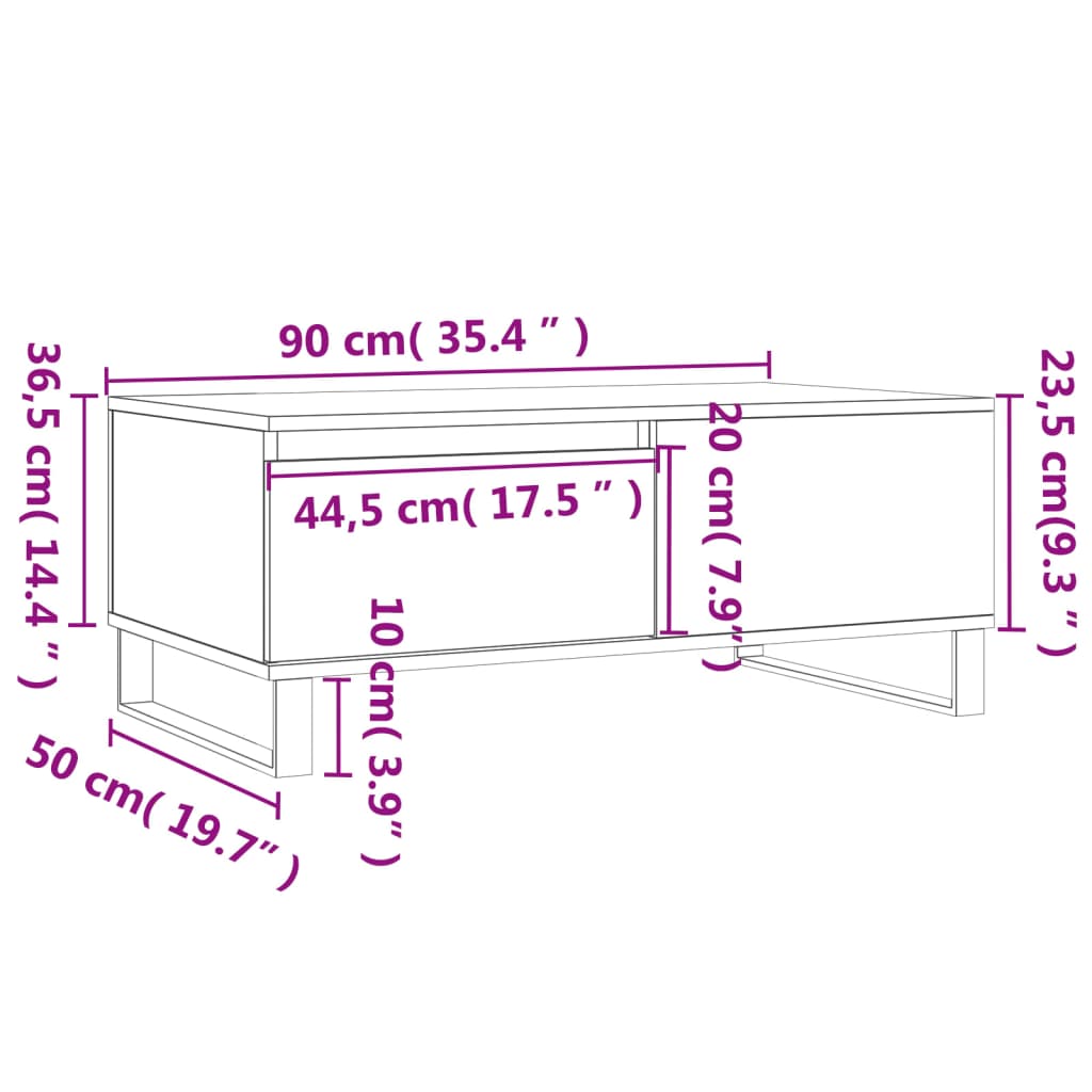 Coffee Table Sonoma Oak 90x50x36,5 cm Engineered Wood