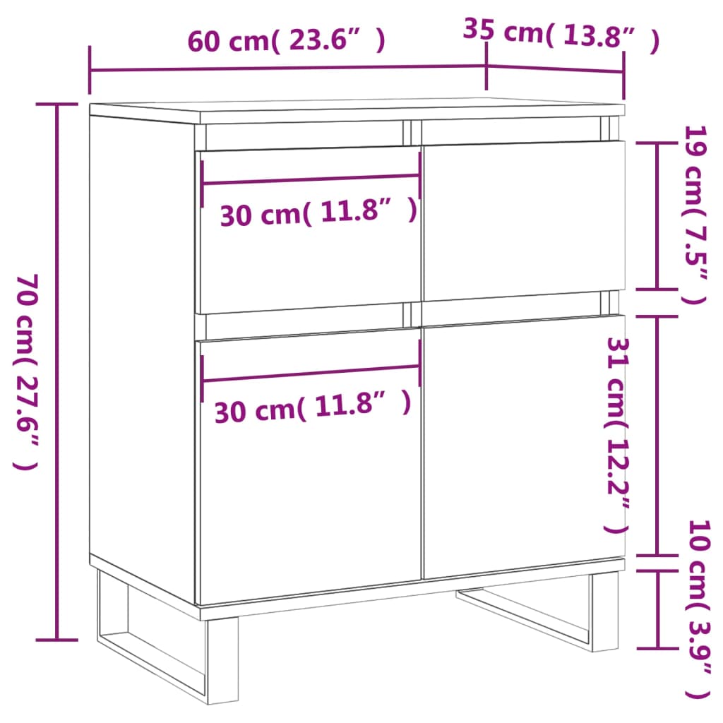 Sideboard Concrete Grey 60x35x70 cm Engineered Wood