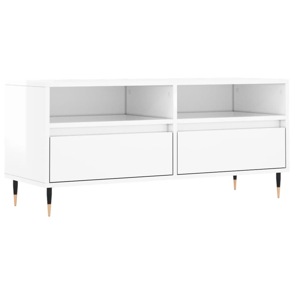 TV Cabinet High Gloss White 100x34,5x44,5 cm Engineered Wood