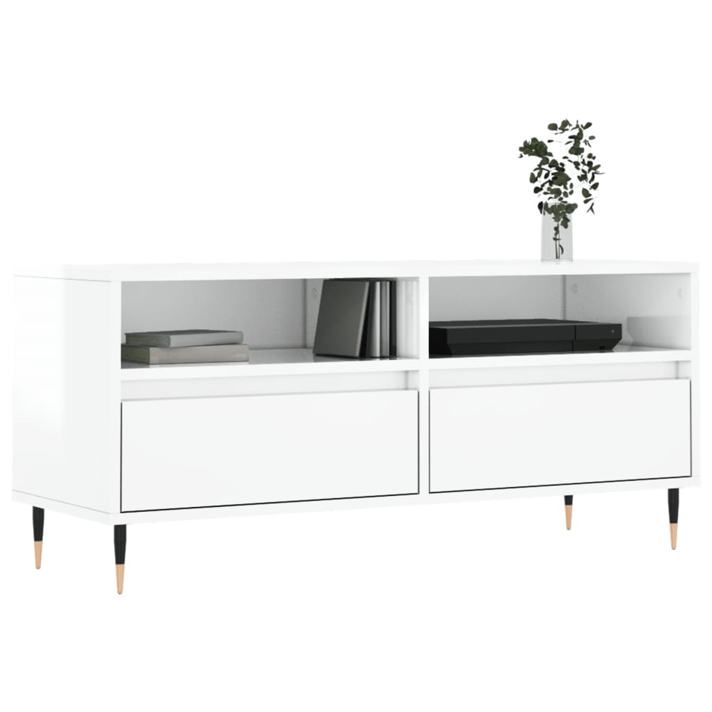 TV Cabinet High Gloss White 100x34,5x44,5 cm Engineered Wood