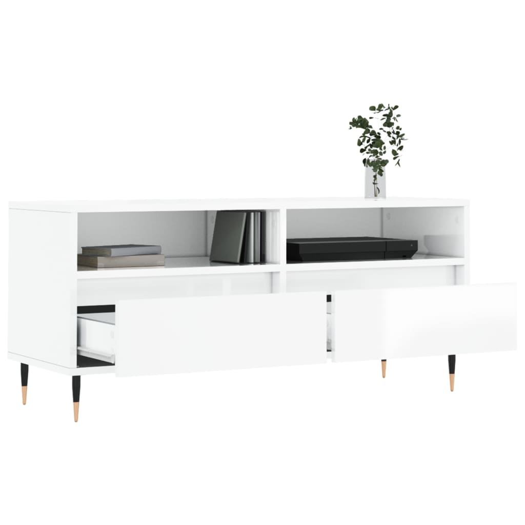TV Cabinet High Gloss White 100x34,5x44,5 cm Engineered Wood