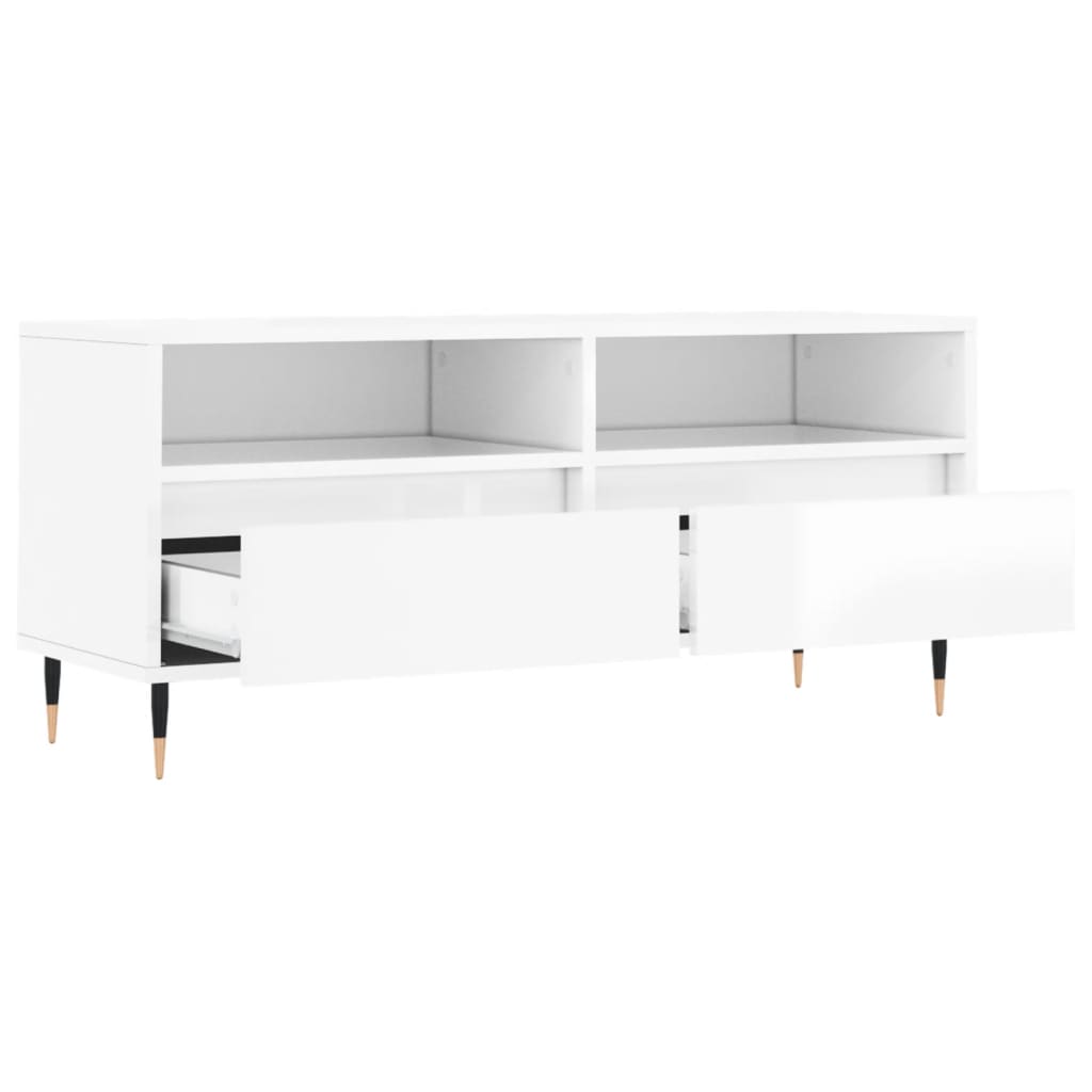 TV Cabinet High Gloss White 100x34,5x44,5 cm Engineered Wood