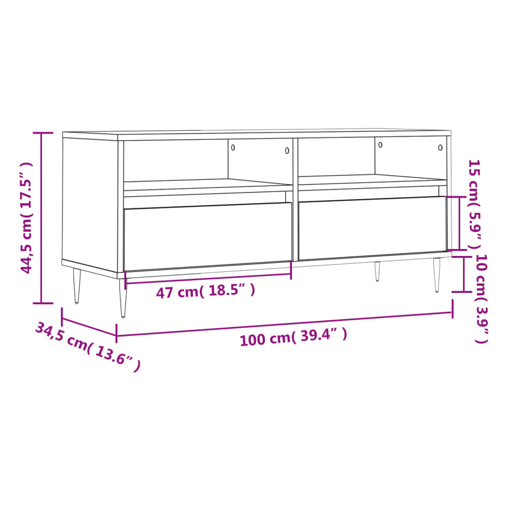 TV Cabinet Concrete Grey 100x34,5x44,5 cm Engineered Wood